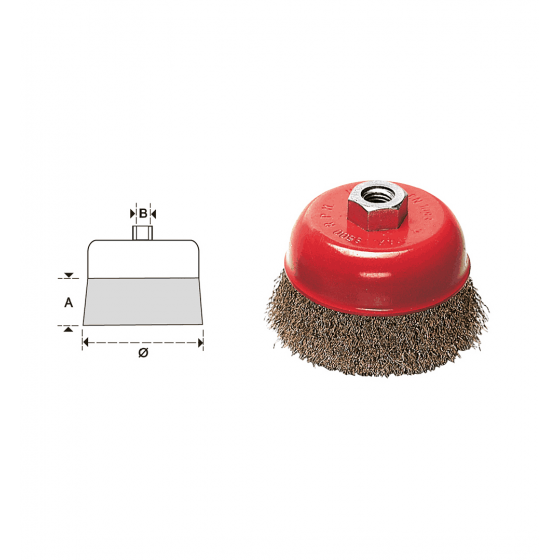 SPAZZOLA A TAZZA CON FILO ACCIAIO ONDULATO 0,3 MM - Ø 80X27 MM - 14MA CF IN BLISTER - MAURER