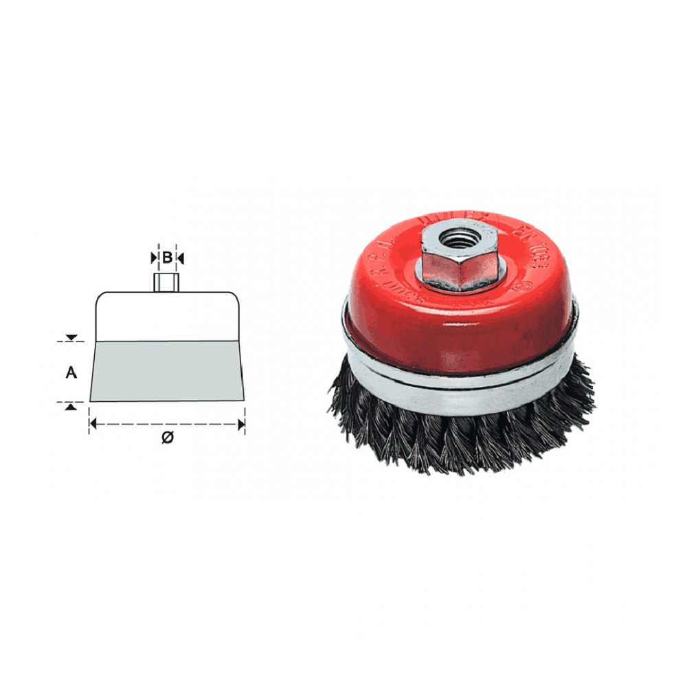 SPAZZOLA A TAZZA CON FILO ACCIAIO MAZZETTI RITORTI 0,5 MM - Ø 75X27 MM - 14MA CF IN BLISTER - MAURER SPAZZOLA A TAZZA CON FILO ACCIAIO MAZZETTI RITORTI 0,5 MM - Ø 75X27 MM - 14MA CF IN BLISTER - MAURER