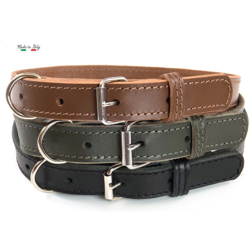 COLLARE IN PELLE MODELLO "CLASSIC LINE" COLORE MARRONE 3,0 x 60 CM - LEOPET
