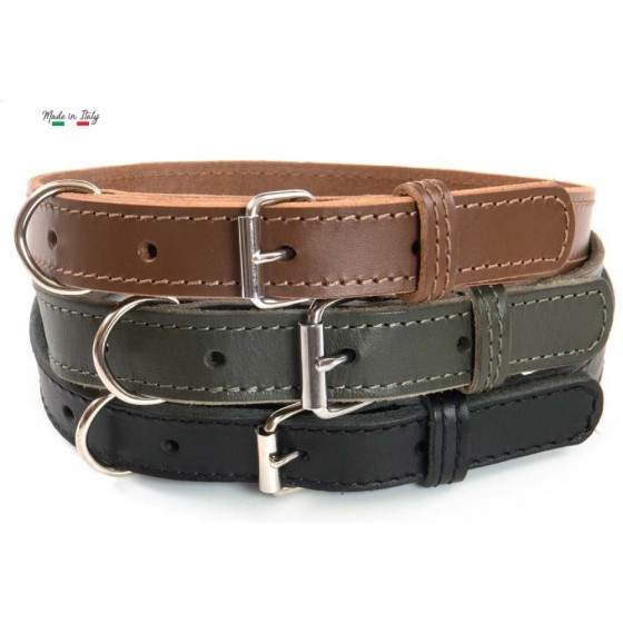 COLLARE IN PELLE MODELLO "CLASSIC LINE" COLORE MARRONE 3,0 x 60 CM - LEOPET