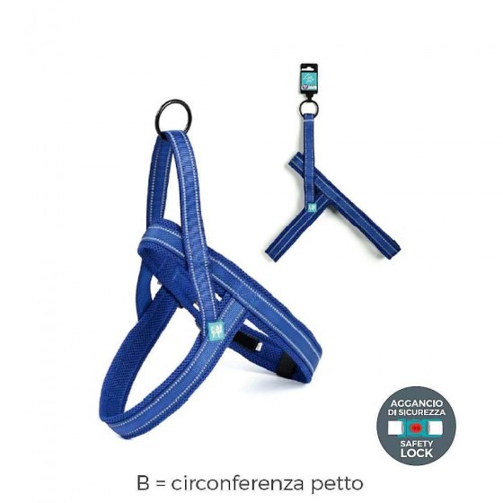 PETTORINA NORVEGESE IN NYLON E MESH COL. BLUE TG. S B: 54 - 64 CM - LEOPET