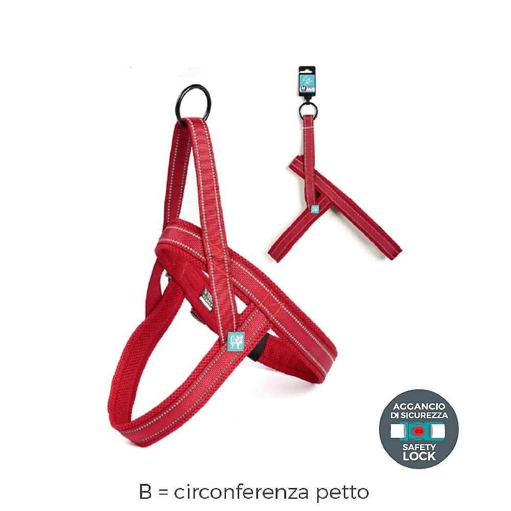 PETTORINA NORVEGESE IN NYLON E MESH COL. ROSSO TG. XS B: 48 - 56 CM - LEOPET