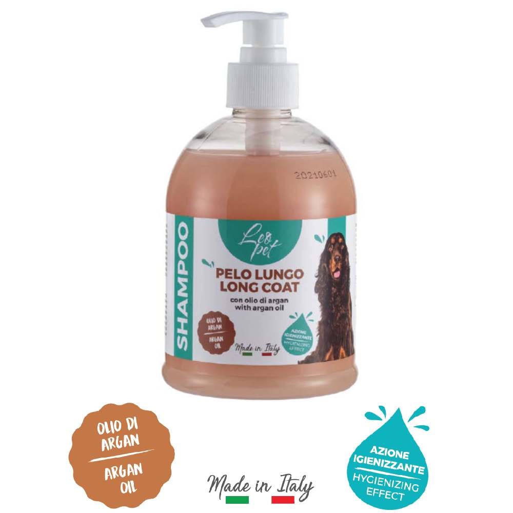 SHAMPOO PER CANI A PELO LUNGO CON OLIO DI ARGAN 500 ML - LEOPET