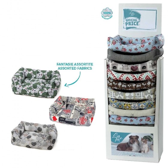 CUCCIA RODI PER CANE CON CUSCINO FISSO FANTASIE ASSORTITE 45 X 60 CM - LEOPET