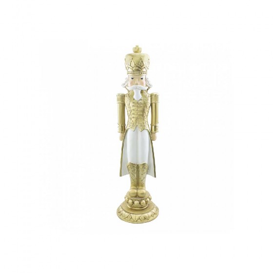 SOLDATINO SCHIACCIANOCI COLORE BIANCO E ORO CON LED 46 CM