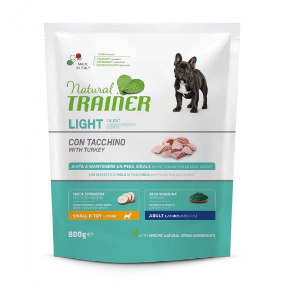 CROCCHETTE CANE LIGHT IN FAT MINI ADULT CON TACCHINO 800 GR - NATURAL TRAINER